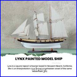 Lynx Painted Tall Ship Model Handcrafted Fully Assembled Ship With Metal Anchors