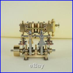 Mini Brass Engine Model Toy Double Cylinder Reciprocating Engine for Ship Model