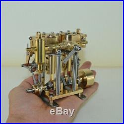 Mini Brass Engine Model Toy Double Cylinder Reciprocating Engine for Ship Model