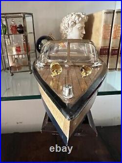 Model Ship Riva Speedboat Wood L 45 for Collection With Pedestal Vintage