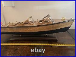 Model Ship Riva Speedboat Wood L 45 for Collection With Pedestal Vintage