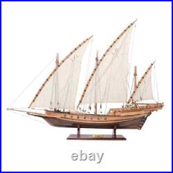 ModelaXebec Ship Model Gold-Coated Cannons Detailed With Sculptures & Ornaments