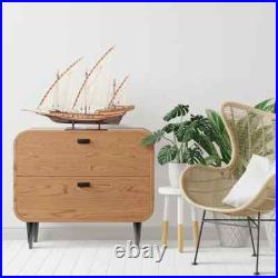 ModelaXebec Ship Model Gold-Coated Cannons Detailed With Sculptures & Ornaments