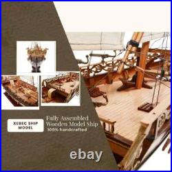 ModelaXebec Ship Model Gold-Coated Cannons Detailed With Sculptures & Ornaments