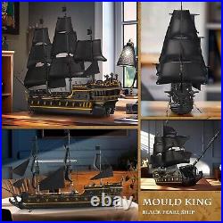 Mould King 13186 Pirates Ship Model Building Blocks Kits, MOC Large Black Pearl