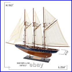 NAUTIMALL 25 Wooden Sailboat Model Sailing Yacht Atlantic Schooner Ship Scale