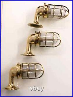 Nautical Model Marine Ship Bulkhead Wall Light Fixture Brass New 3 Piece