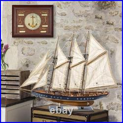 Navy and Walnut Sailboat Replica Model for Tabletop Decoration and Display