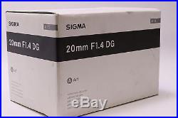 New! USA Model Sigma 20mm f/1.4 DG HSM Art Lens for Nikon F + FREE SHIP