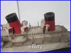 Old Vintage FOLK ART 34 Large WOOD MODEL TITANIC SHIP/BOAT-For Repair-AS-FOUND