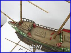 Old Wood Heavy Model Handmade Ship Solid Pond Sailor with Stand Vintage Large