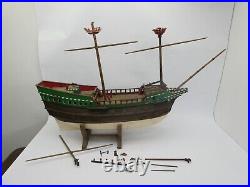 Old Wood Heavy Model Handmade Ship Solid Pond Sailor with Stand Vintage Large