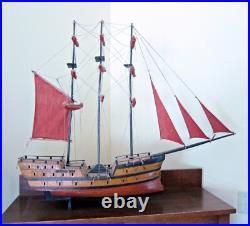 Old Wooden Ship Model 3 Masted Large and Detailed Local Pickup