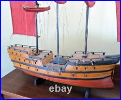 Old Wooden Ship Model 3 Masted Large and Detailed Local Pickup