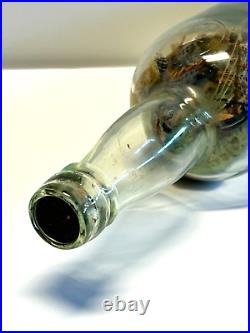 Original Antique Ship In A Bottle 4 Mast Ship Old Glass 1900-1930's