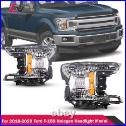 Pair Headlights For 2018 2019 2020 Ford F-150 F150 Halogen Car Front Lamps LH&RH