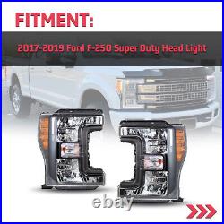 Pair Headlights for 2017-2019 Ford F250 F350 F450 F550 Super Duty Headlamp Black