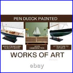 Pen Duick Painted Lightweight Wooden Ship Model With Metal Tilter & Hatches