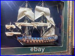 Prie Diestinacja Wooden Ship Model in Shadow Box