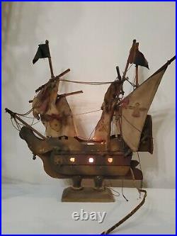 RARE Model Pirate Ship Lighted Lamps For Restoration Circa 1940s Antiques