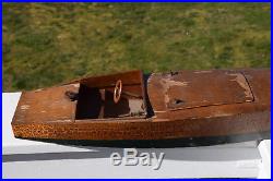 RARE Vintage Wood Cigarette Boat for Restore or Display Battery Operated! COOL