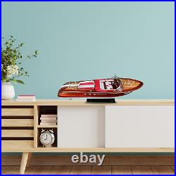 Red Riva Italian Speed Boat Model Ship 21 52cm Handmade Wooden Home Decor Gift