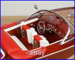 Red Riva Wooden Model Ship Italia Speed Boat 21 53cm Scale 116