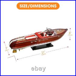 Red Riva Wooden Model Ship Italia Speed Boat 21 53cm Scale 116