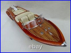 Riva Aquarama 20 Cream Wood Model Boat L50 Handmade Italian Speed Boat