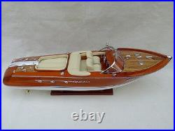 Riva Aquarama 20 Cream Wood Model Boat L50 Handmade Italian Speed Boat