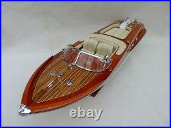 Riva Aquarama 20 Cream Wood Model Boat L50 Handmade Italian Speed Boat