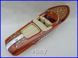 Riva Aquarama 20 Cream Wood Model Boat L50 Handmade Italian Speed Boat