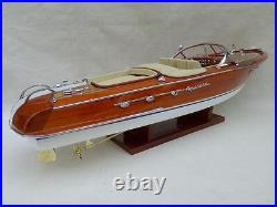 Riva Aquarama 20 Cream Wood Model Boat L50 Handmade Italian Speed Boat