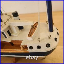 Rustic Red White Blue Fishing Trawler Boat Wooden Nautical Model Ship 16x14