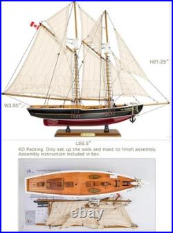 SAILINGSTORY Nautical Bluenose Wooden Model Ship 21 Inch Decorative Replica