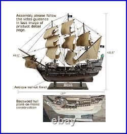 SAILINGSTORY Wooden Pirate Ship Model Black Pearl Model Ship Sailboat Decor B