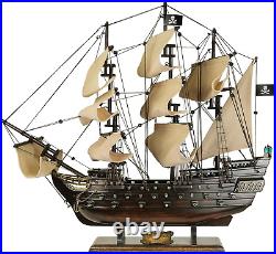 SAILINGSTORY Wooden Pirate Ship Model Black Pearl Model Ship Sailboat Decor Beig