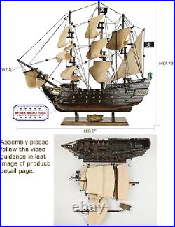 SAILINGSTORY Wooden Pirate Ship Model Black Pearl Model Ship Sailboat Decor Beig