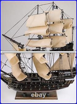 SAILINGSTORY Wooden Pirate Ship Model Black Pearl Model Ship Sailboat Decor Beig