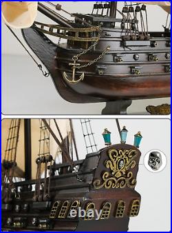 SAILINGSTORY Wooden Pirate Ship Model Black Pearl Model Ship Sailboat Decor Beig