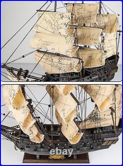 SAILINGSTORY Wooden Pirate Ship Model Black Pearl Model Ship Sailboat Decor Sea