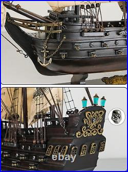 SAILINGSTORY Wooden Pirate Ship Model Black Pearl Model Ship Sailboat Decor Sea