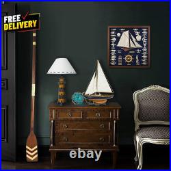 SAILINGSTORY Wooden Sailboat Decor Yacht Model Ship with Antique Finish Navy