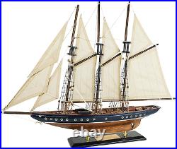 SAILINGSTORY Wooden Sailboat Model Ship Sailboat Decor 24 Schooner Atlantic 16