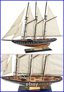 SAILINGSTORY Wooden Sailboat Model Ship Sailboat Decor 24 Schooner Atlantic 16