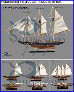 SAILINGSTORY Wooden Sailboat Model Ship Sailboat Decor 24 Schooner Atlantic 16