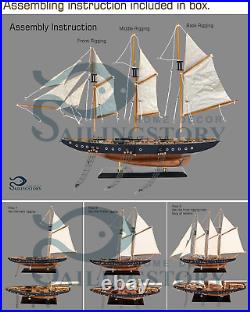 SAILINGSTORY Wooden Sailboat Model Ship Sailboat Decor 24 Schooner Atlantic 16