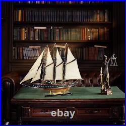 SAILINGSTORY Wooden Sailboat Model Ship Sailboat Decor 24 Schooner Atlantic 16