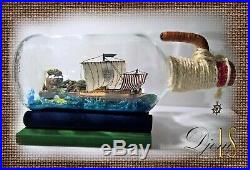 SHIP IN A BOTTLE. Model of the Greek trireme, hand made. An elite gift for holidays