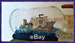 SHIP IN A BOTTLE. Model of the Greek trireme, hand made. An elite gift for holidays